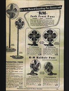 1948 AD Knapp Monarch Jack Frost Electric Fans Koldair Oscillating 8