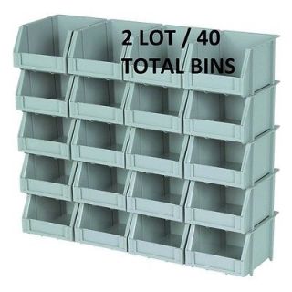 40 Piece Storage Poly Rail Bins for Garage Tools Nuts Washers Bolts