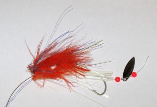 River Fly Tyers Salmon Shocker Trolling Fly Orange Marabou/Blue/G low