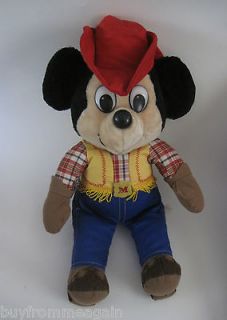 Knickerbocker Mickey Mouse Vintage Disney Stuffed Plush Doll Western