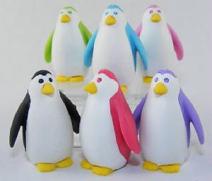 Japanese Iwako Puzzle Erasers ~ Penguins in Six Colors Pick your