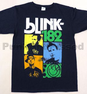 Blink 182   Boxes Band Photos navy blue t shirt   Official   FAST SHIP