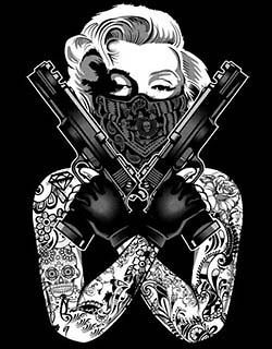 Marilyn Shirt Gangsta Pose With Tats Guns Bandana Tee Marilyn Monroe T