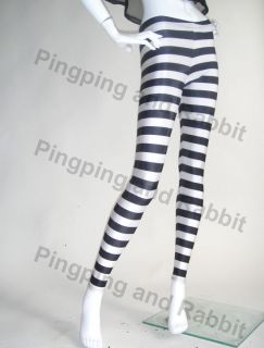 Black white spandex leggings pants tights stripes jail