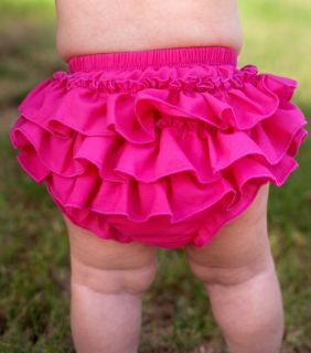 NWT Hot Pink Cotton Ruffle Diaper Cover Bloomers, 0 6 or 6 24 Months