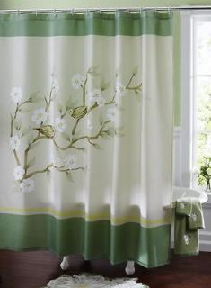 Magnolia Blossom Shaped Accent Rug Bird Spring Shower Curtain Towel