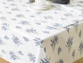 Lavender Sprig Floral 52 x 70 Pvc / Oilcloth Tablecloth UK Made SALE