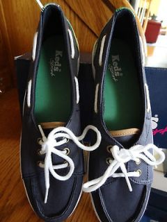 KEDS Sport Sailor Slip On Boat Shoes Navy w/Plaid Womens 6 1/2 M 6.5
