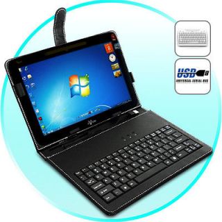 Leather Keyboard Case for 10 Inch Galaxy, HTC Flyer and Acer Tablets