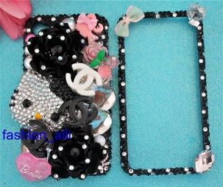& BARBIE IPHONE 4G & 4S BLACK CRYSTAL BLING 3D DECO PHONE CASE COVER
