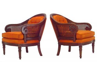 PAIR vintage 60’s cane arm CHAIRs mid century modern Hollywood