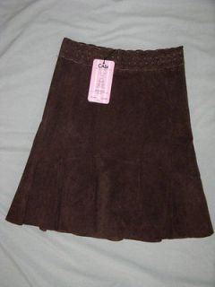 NWT CAbi 6 Soft Suede Leather Skirt Brown Flare Lined Enchanted