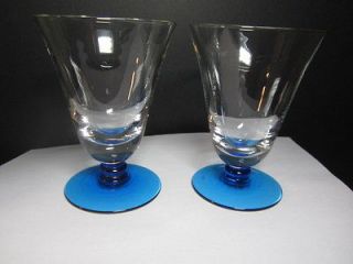 LA ROCHERE FRANCE CRYSTAL WINE GLASS GOBLETS SAPPHIRE BLUE STEMS