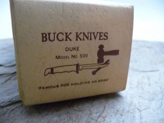 BOX ONLY Older Buck Knives Mdl 500 Duke Box ONLY With Paperwork