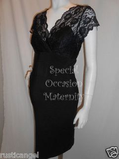 New Black Lace BodyCon Maternity Fitted Vneck Dress Cocktail MEDIUM