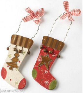 NEW CHRISTMAS CUTE STOCKING BOOT WOODEN HANGING TREE DECORATION WITH