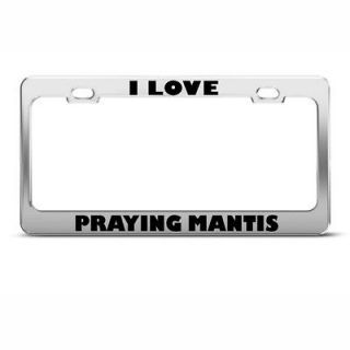 LOVE PRAYING MANTIS MANTI ANIMAL METAL LICENSE PLATE FRAME TAG