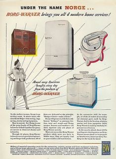 1946 old print AD~NORGE BORGE WARNER MODERN Appliances~REF RIGERATOR