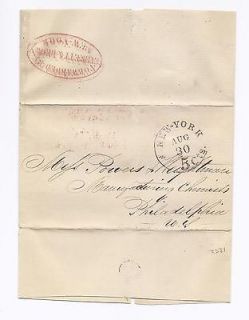 Ca. 1852 Stampless Forwarder Cover   EVERETT & BROWN
