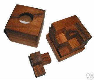 Soma Cube Puzzle size LARGE wood brain teaser w/cover