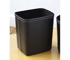 Quality Black Faux Leather Waste Paper Bin Baskets Furniture