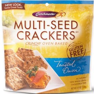 Crunchmaster Toasted Onion Multi Seed Crackers two 4.5 oz. Bags Glutin