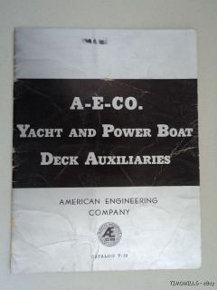 1937 A E Co. Yacht Power Boat Windlass Steerer Hoist Deck Auxiliaries