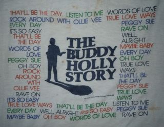 RARE VINTAGE 1970s 70s 1978 THE BUDDY HOLLY STORY ROCK MOVIE PROMO T