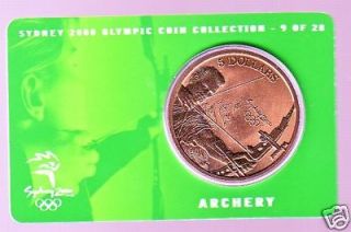 2000 Archery Sydney Olympic $5.00 UNC Coin Australia Sport Bow Arrow