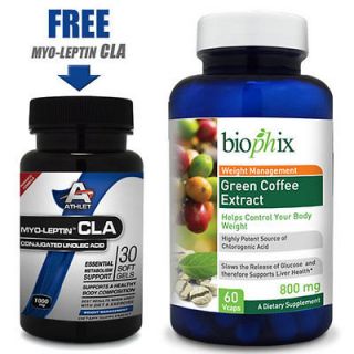 Biophix Pure Green Coffee Bean Extract 800 mg 60 Veggie Caps + FREE