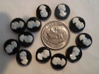 12 Cameo Jewelry Making Inserts. Old Plastic. Rare. Vintage. Lady In