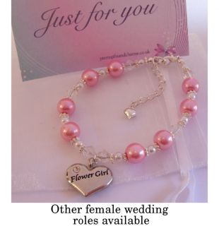 Pink wedding Bracelet,Flowe r Girl,mother, bride, Maid,chief gift