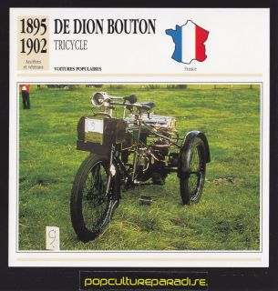 1895 1902 DE DION BOUTON TRICYCLE Car SPEC PHOTO CARD