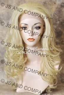 New Style Lace Front wig Curly Long Layered Pale Blonde Weft Top