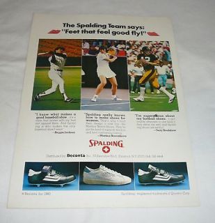 1980 Spalding Shoes ad page ~ REGGIE JACKSON, TERRY BRADSHAW