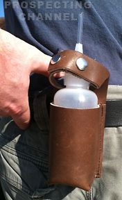 Snuffer Bottle with QUALITY HAND CRAFTED LEATHER HOLSTER for gold
