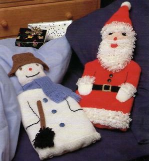 Repro Knitting Pattern Santa Snowman Water Bottle Cover