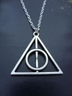 Silver Tone Harry Potter The Deathly Hallows Charm Pendant Chain
