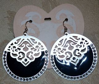 BRIGHTON VELVETEEN LARGE ROUND STATEMENT EARRINGS NEW WITH POUCH AND