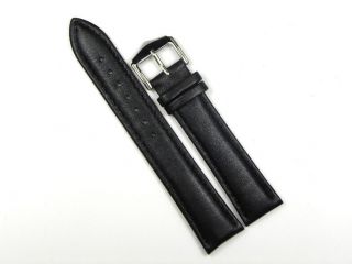 Soft Black Smooth Genuine Leather Watch Bands Strap Bracelets AS51_1