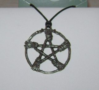 BESOM/BROOM PENTACLE PENDANT NECKLACE PAGAN WICCA WITCH