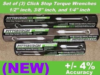Pittsburgh Pro 1/4 3/8 1/2 Drive Click to Stop TORQUE WRENCH SET