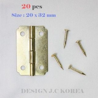 Small 10 Pair Brass Mini Cabinet Butterfly Hinges KOREA Hardware. Size