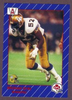 1991 AW CFL Football Michael Gray #103 Winnipeg Blue Bombers Univ of