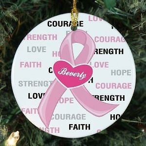 Personalized Hope and Love BREAST CANCER AWARENESS Ceramic Christmas