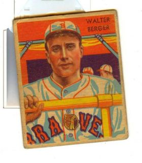 1934 36 DIAMOND STARS WALTER BERGER #25 * Boston Braves