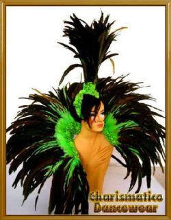 GREEN BRAZIL Feather SAMBA CARNIVAL BACKPACK HEADDRESS