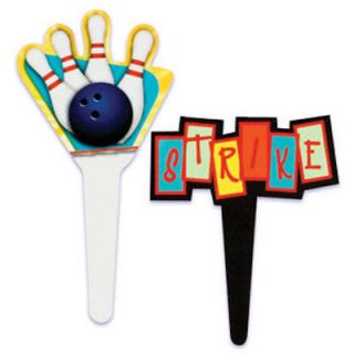 BOWLING CUPCAKE PICKS Cake Decorations Toppers Sports bowl Party