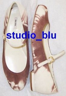 MIU MIU PRADA Brown Tie Dye Mary Jane Flats Shoes 36.5