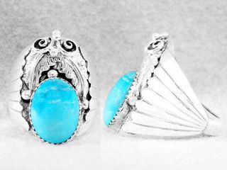 Newly listed Mens Ladies Ring Turquoise Kingman Navajo SSilver S10½